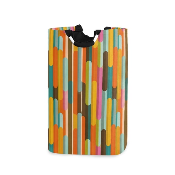 Yayeee Freestanding Laundry Hamper with Handle Collapsible Large Storage Basket for Clothes, Retro Abstract Pattern