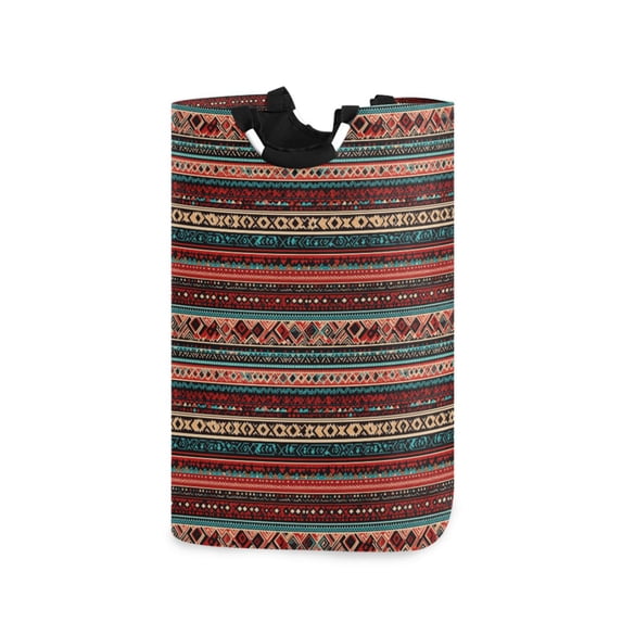 Yayeee Freestanding Laundry Hamper with Handle Collapsible Large Storage Basket for Clothes, Tribal Geometric