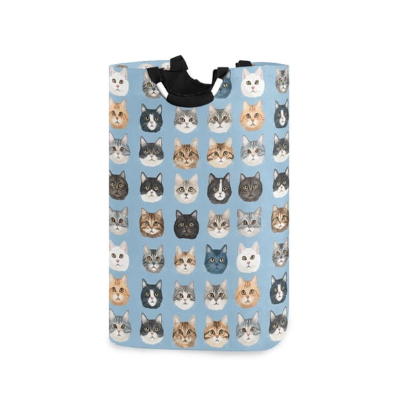 Yayeee Freestanding Laundry Hamper with Handle Collapsible Large Storage Basket for Clothes, Vibrant Cute Cat