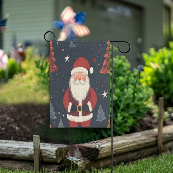 Yayeee Garden Flag 12"x18" Double Sided Outdoor Yard Lawn Holiday Decorations, Blue Christmas Santa