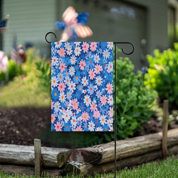 Yayeee Garden Flag 12"x18" Double Sided Outdoor Yard Lawn Holiday Decorations, Blue Daisy