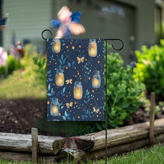 Yayeee Garden Flag 12"x18" Double Sided Outdoor Yard Lawn Holiday Decorations, Blue Fireflies Pattern