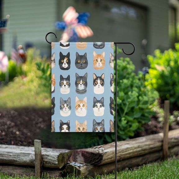 Yayeee Garden Flag 12"x18" Double Sided Outdoor Yard Lawn Holiday Decorations, Cartoon Cute Cat