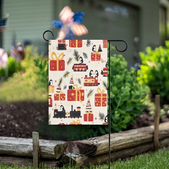 Yayeee Garden Flag 12"x18" Double Sided Outdoor Yard Lawn Holiday Decorations, Christmas Gift Train