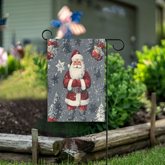 Yayeee Garden Flag 12"x18" Double Sided Outdoor Yard Lawn Holiday Decorations, Christmas Santa