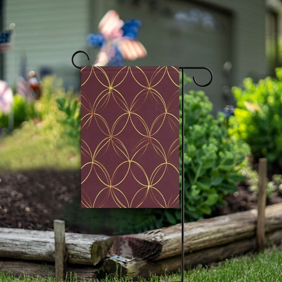 Yayeee Garden Flag 12"x18" Double Sided Outdoor Yard Lawn Holiday Decorations, Circular Gold Pattern