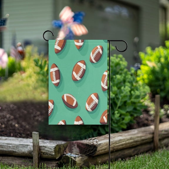 Yayeee Garden Flag 12"x18" Double Sided Outdoor Yard Lawn Holiday Decorations, Green American Footballs