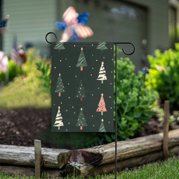 Yayeee Garden Flag 12"x18" Double Sided Outdoor Yard Lawn Holiday Decorations, Green Christmas Trees