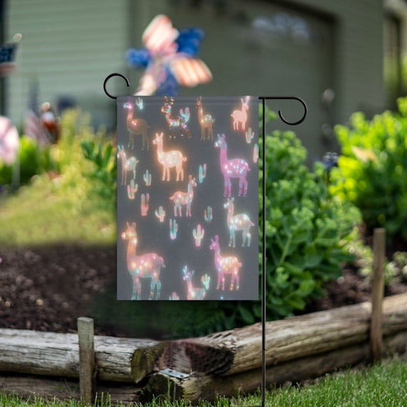 Yayeee Garden Flag 12"x18" Double Sided Outdoor Yard Lawn Holiday Decorations, Neon Llamas Pattern