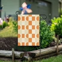 Yayeee Garden Flag 12"x18" Double Sided Outdoor Yard Lawn Holiday Decorations, Orange Checkered Pattern