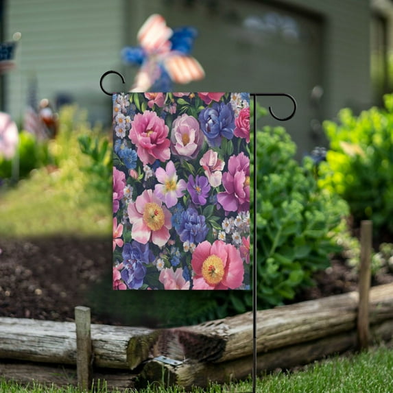 Yayeee Garden Flag 12"x18" Double Sided Outdoor Yard Lawn Holiday Decorations, Soft Pinks Flowers