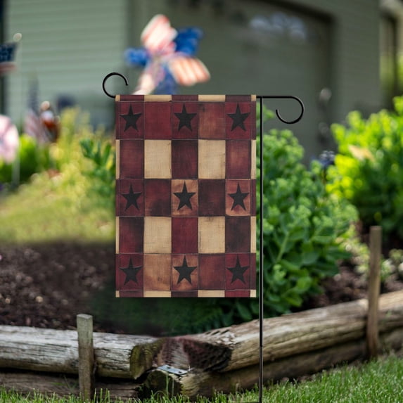 Yayeee Garden Flag 12"x18" Double Sided Outdoor Yard Lawn Holiday Decorations, Star Spangled Squares