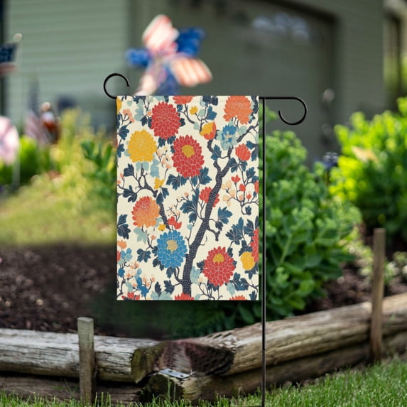 Yayeee Garden Flag 12" x 18" Double Sided Outdoor Yard Lawn Holiday Decorations, Vibrant Japanese Flowers