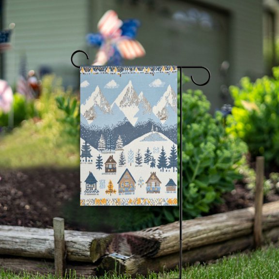 Yayeee Garden Flag 12"x18" Double Sided Outdoor Yard Lawn Holiday Decorations, Winter Village Serenity