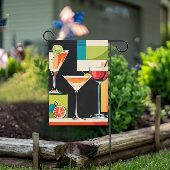 Yayeee Garden Flag 12" x 18" Double Sided Outdoor Yard Lawn Holiday Decorations, Art Cocktails