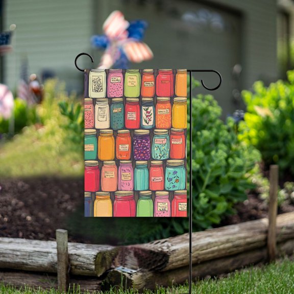 Yayeee Garden Flag 12" x 18" Double Sided Outdoor Yard Lawn Holiday Decorations, Beige Jar