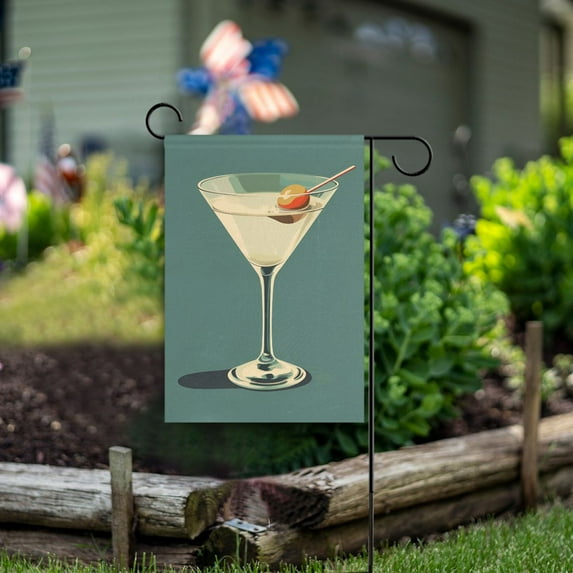 Yayeee Garden Flag 12" x 18" Double Sided Outdoor Yard Lawn Holiday Decorations, Beige Martini