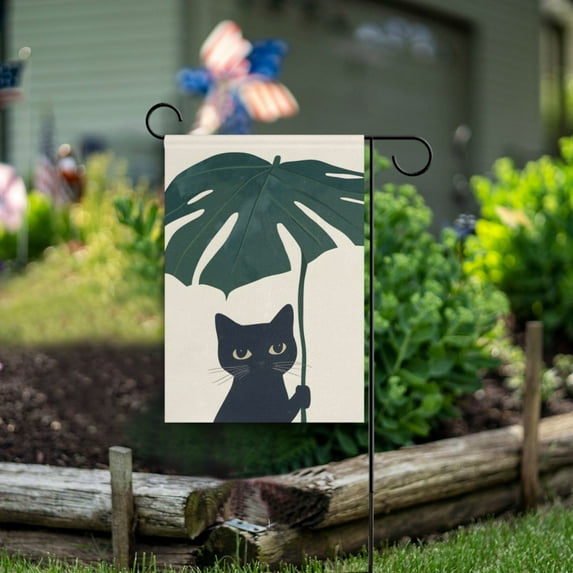 Yayeee Garden Flag 12" x 18" Double Sided Outdoor Yard Lawn Holiday Decorations, Black Cat Plants