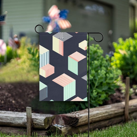 Yayeee Garden Flag 12" x 18" Double Sided Outdoor Yard Lawn Holiday Decorations, Black Cubes