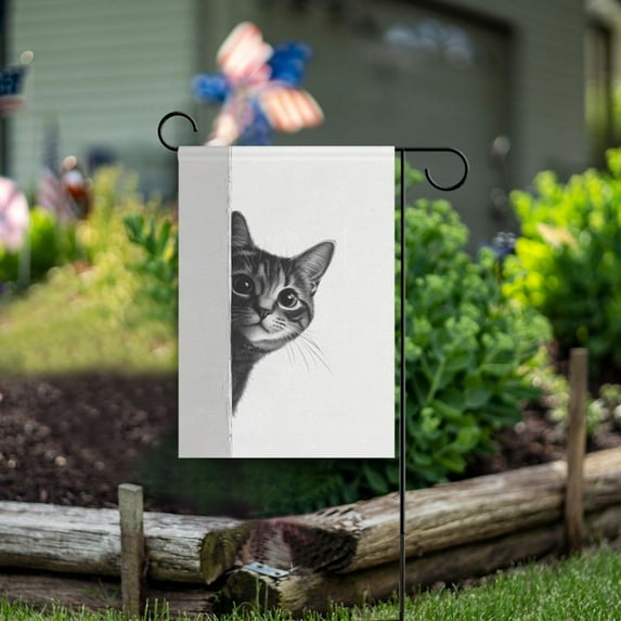 Yayeee Garden Flag 12" x 18" Double Sided Outdoor Yard Lawn Holiday Decorations, Black Cute Cat