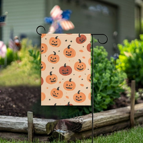 Yayeee Garden Flag 12" x 18" Double Sided Outdoor Yard Lawn Holiday Decorations, Colorful Halloween Pumpkin Pattern