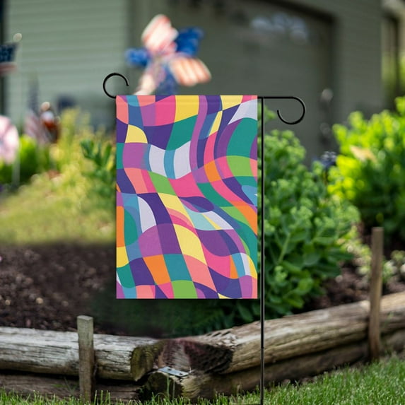 Yayeee Garden Flag 12" x 18" Double Sided Outdoor Yard Lawn Holiday Decorations, Colorful Wavy Pattern