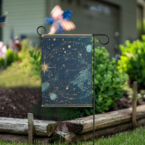 Yayeee Garden Flag 12" x 18" Double Sided Outdoor Yard Lawn Holiday Decorations, Dark Star Map