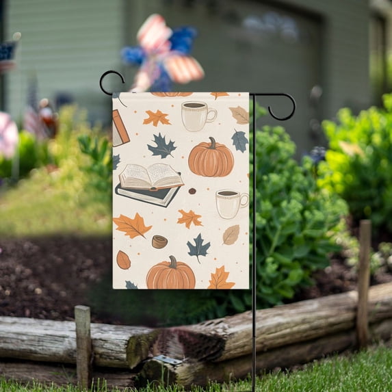 Yayeee Garden Flag 12" x 18" Double Sided Outdoor Yard Lawn Holiday Decorations, Fall Books