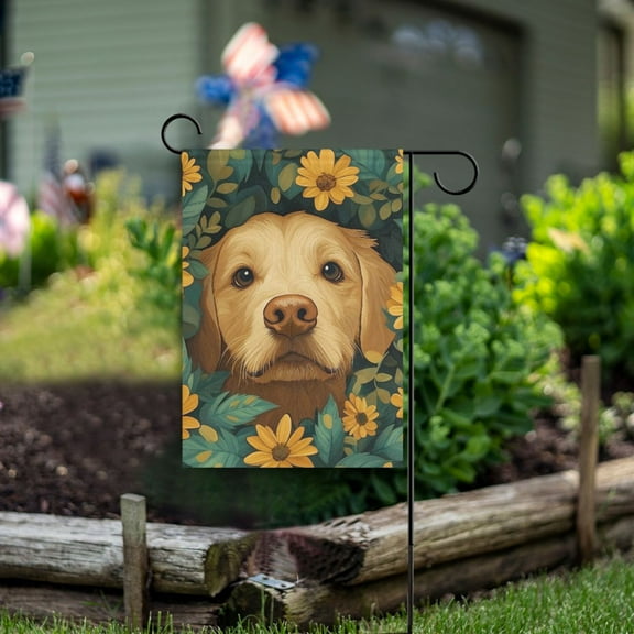 Yayeee Garden Flag 12" x 18" Double Sided Outdoor Yard Lawn Holiday Decorations, Flowers and Dog