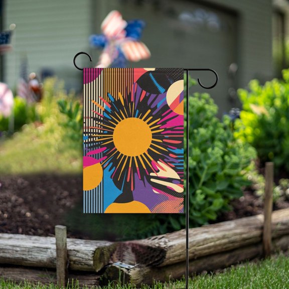 Yayeee Garden Flag 12" x 18" Double Sided Outdoor Yard Lawn Holiday Decorations, Futuristic Circles