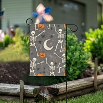 Yayeee Garden Flag 12" x 18" Double Sided Outdoor Yard Lawn Holiday Decorations, Gray Halloween Skeleton