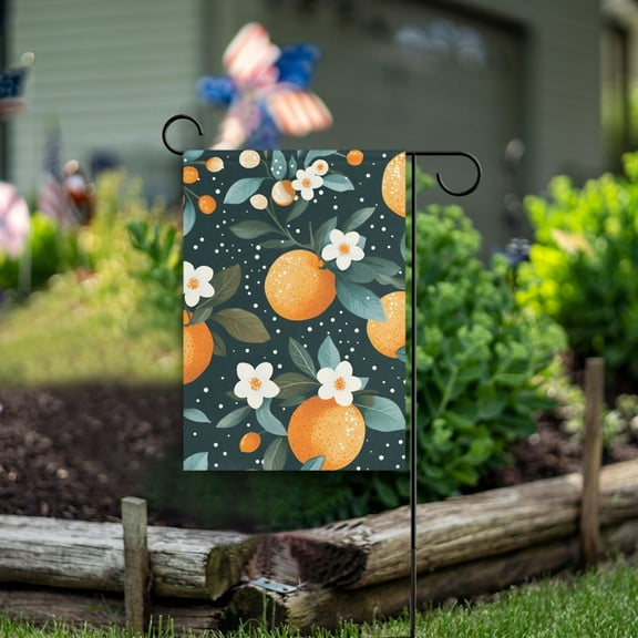 Yayeee Garden Flag 12" x 18" Double Sided Outdoor Yard Lawn Holiday Decorations, Green Oranges