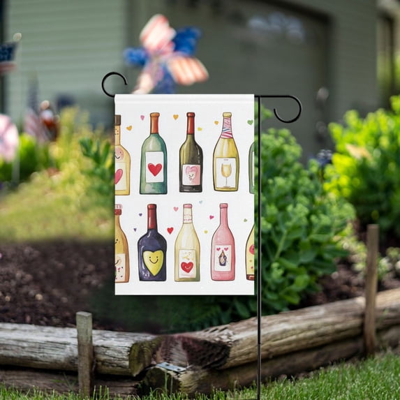 Yayeee Garden Flag 12" x 18" Double Sided Outdoor Yard Lawn Holiday Decorations, Happy Face Bottles