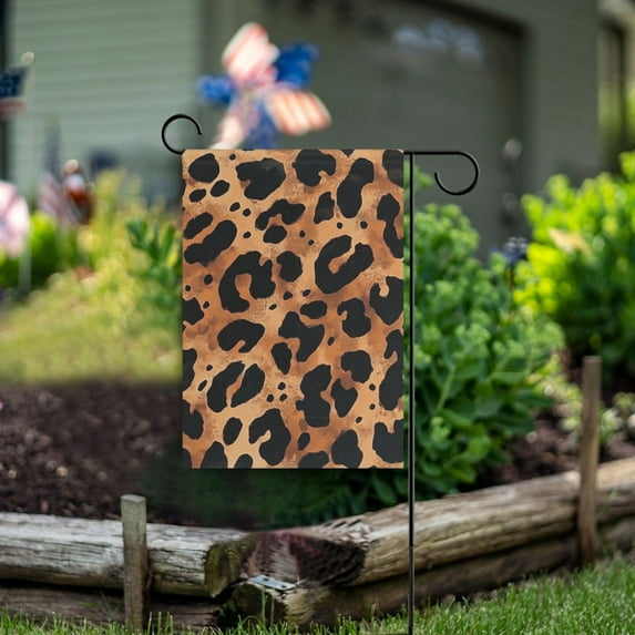 Yayeee Garden Flag 12" x 18" Double Sided Outdoor Yard Lawn Holiday Decorations, Leopard Pattern