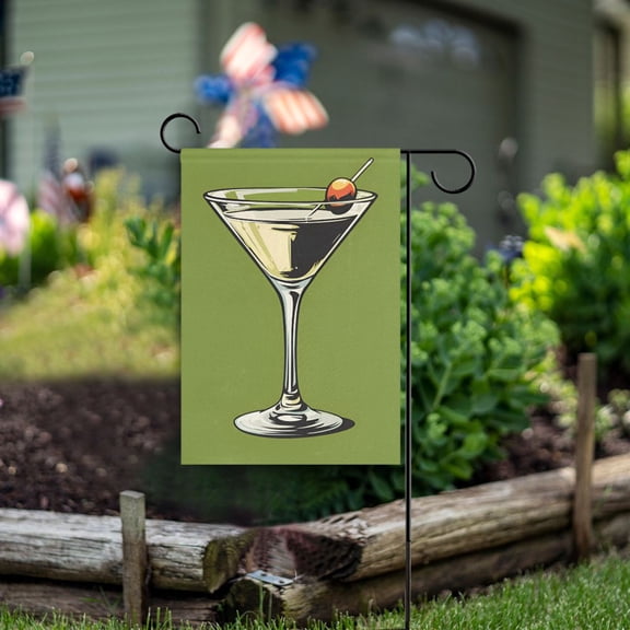 Yayeee Garden Flag 12" x 18" Double Sided Outdoor Yard Lawn Holiday Decorations, Light Black Martini