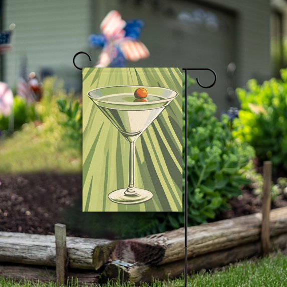 Yayeee Garden Flag 12" x 18" Double Sided Outdoor Yard Lawn Holiday Decorations, Light Green Martini