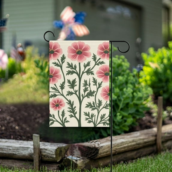 Yayeee Garden Flag 12" x 18" Double Sided Outdoor Yard Lawn Holiday Decorations, Light Pink Flowers