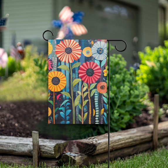 Yayeee Garden Flag 12" x 18" Double Sided Outdoor Yard Lawn Holiday Decorations, Orange Colorful Flowers