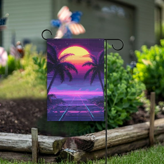 Yayeee Garden Flag 12" x 18" Double Sided Outdoor Yard Lawn Holiday Decorations, Pink Digital Art