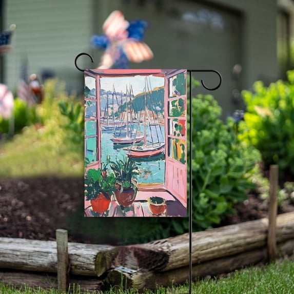 Yayeee Garden Flag 12" x 18" Double Sided Outdoor Yard Lawn Holiday Decorations, Pink Door