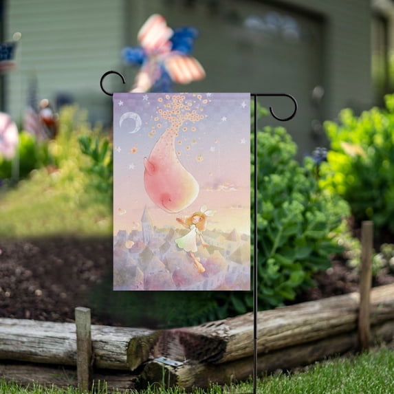 Yayeee Garden Flag 12" x 18" Double Sided Outdoor Yard Lawn Holiday Decorations, Pink Whale
