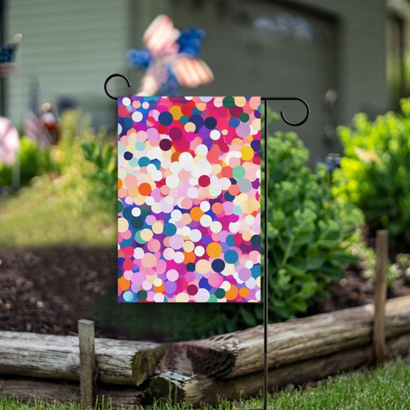 Yayeee Garden Flag 12" x 18" Double Sided Outdoor Yard Lawn Holiday Decorations, Purple Colorful Circles
