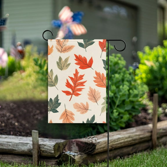 Yayeee Garden Flag 12" x 18" Double Sided Outdoor Yard Lawn Holiday Decorations, Red Autumn Leaves