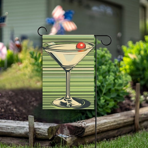 Yayeee Garden Flag 12" x 18" Double Sided Outdoor Yard Lawn Holiday Decorations, Red Martini