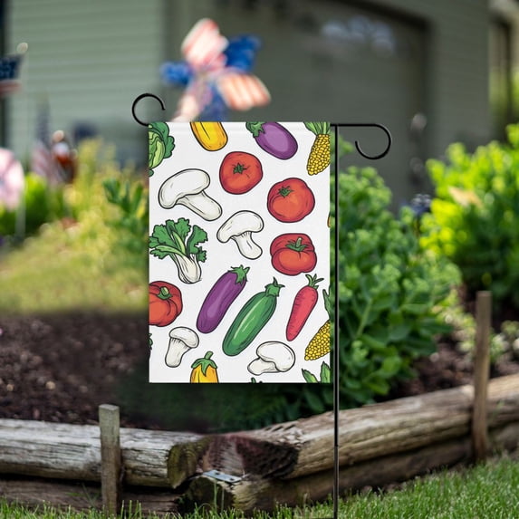 Yayeee Garden Flag 12" x 18" Double Sided Outdoor Yard Lawn Holiday Decorations, Red Vegetables Pattern