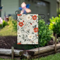 Yayeee Garden Flag 12" x 18" Double Sided Outdoor Yard Lawn Holiday Decorations, Red and White Floral Pattern