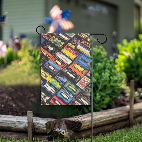 Yayeee Garden Flag 12" x 18" Double Sided Outdoor Yard Lawn Holiday Decorations, Retro Game Cassette Pattern