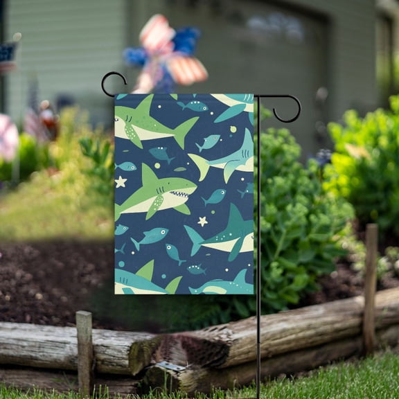 Yayeee Garden Flag 12" x 18" Double Sided Outdoor Yard Lawn Holiday Decorations, Sharks Pattern