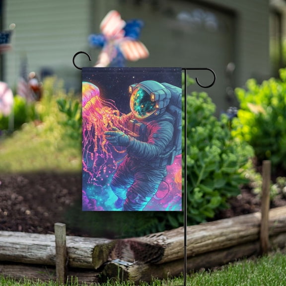 Yayeee Garden Flag 12" x 18" Double Sided Outdoor Yard Lawn Holiday Decorations, Space Astronaut