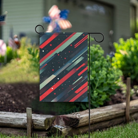 Yayeee Garden Flag 12" x 18" Double Sided Outdoor Yard Lawn Holiday Decorations, Stars Abstract Lines